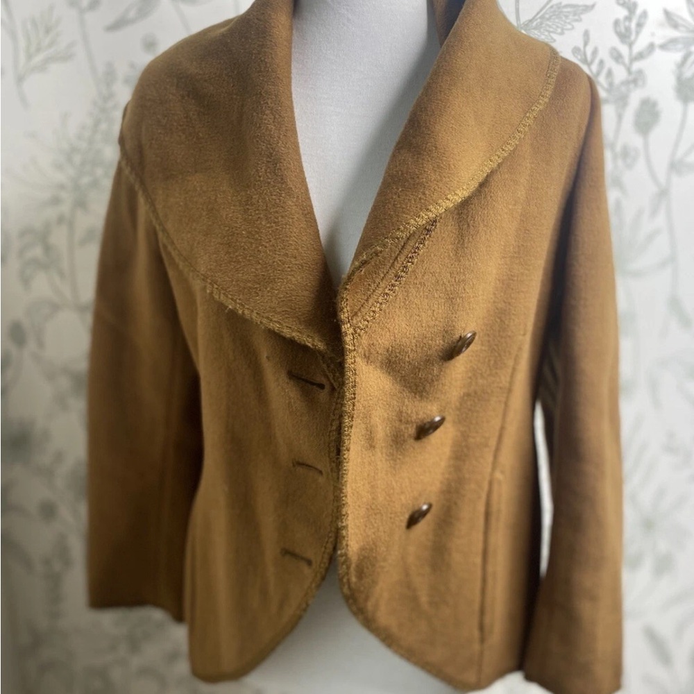 Tan J. Jill Wool Blend jacket with Notched Lapel and Tailored Fit
